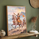 Chhatrapati Shivaji Maharaj Warrior Sunrise Painting | Vertical Framed Wall Art 2 : 3 Vertical Premium Wall Art Canvas by MeriDeewar
