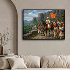 Chhatrapati Shivaji Maharaj With Maratha Army Painting | Horizontal  Black Framed Wall Art 3 : 2 Horizontal Premium Wall Art Canvas by MeriDeewar