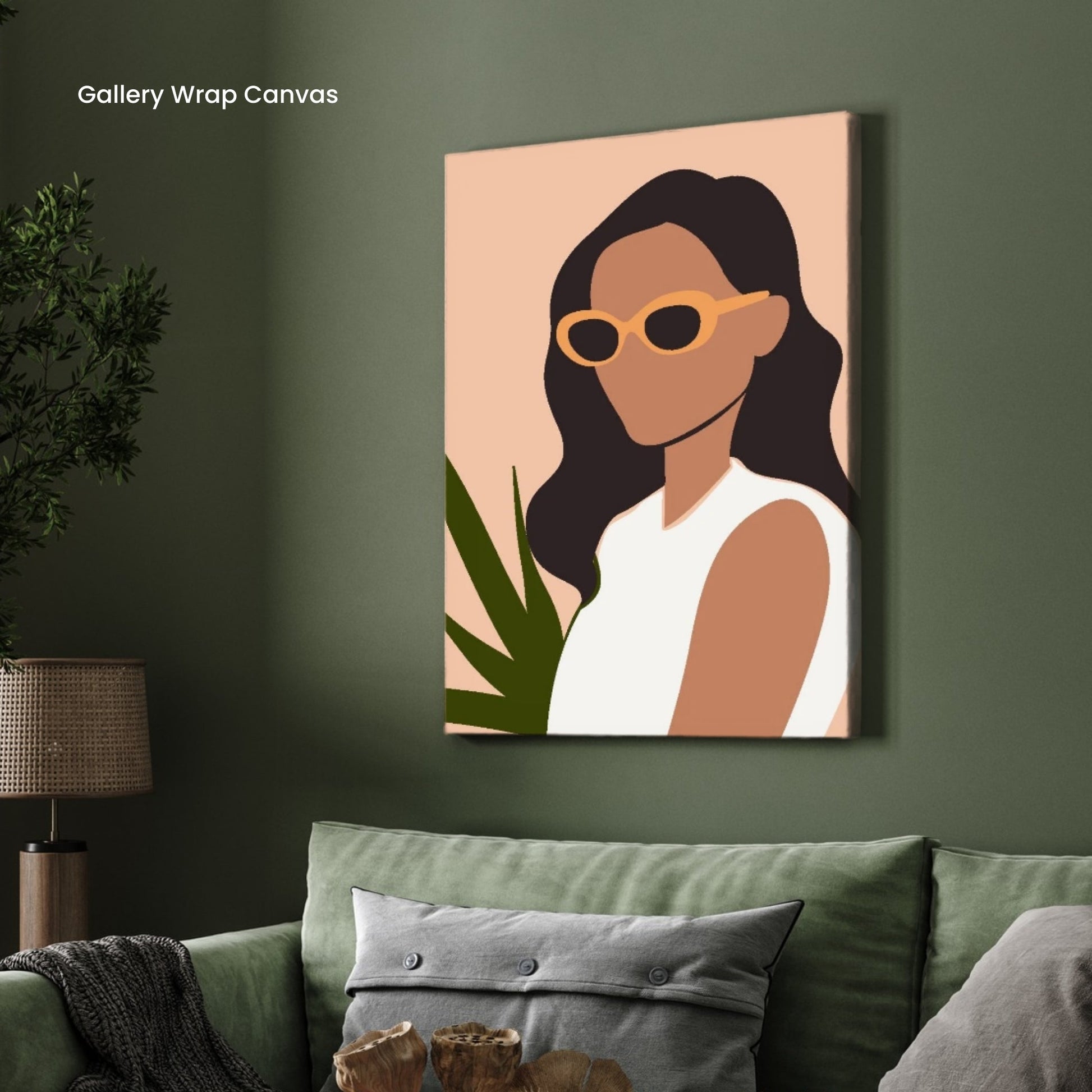 Chic Minimalist – Modern Woman with Sunglasses Wall Art Print 2 : 3 Vertical Premium Wall Art Canvas by MeriDeewar