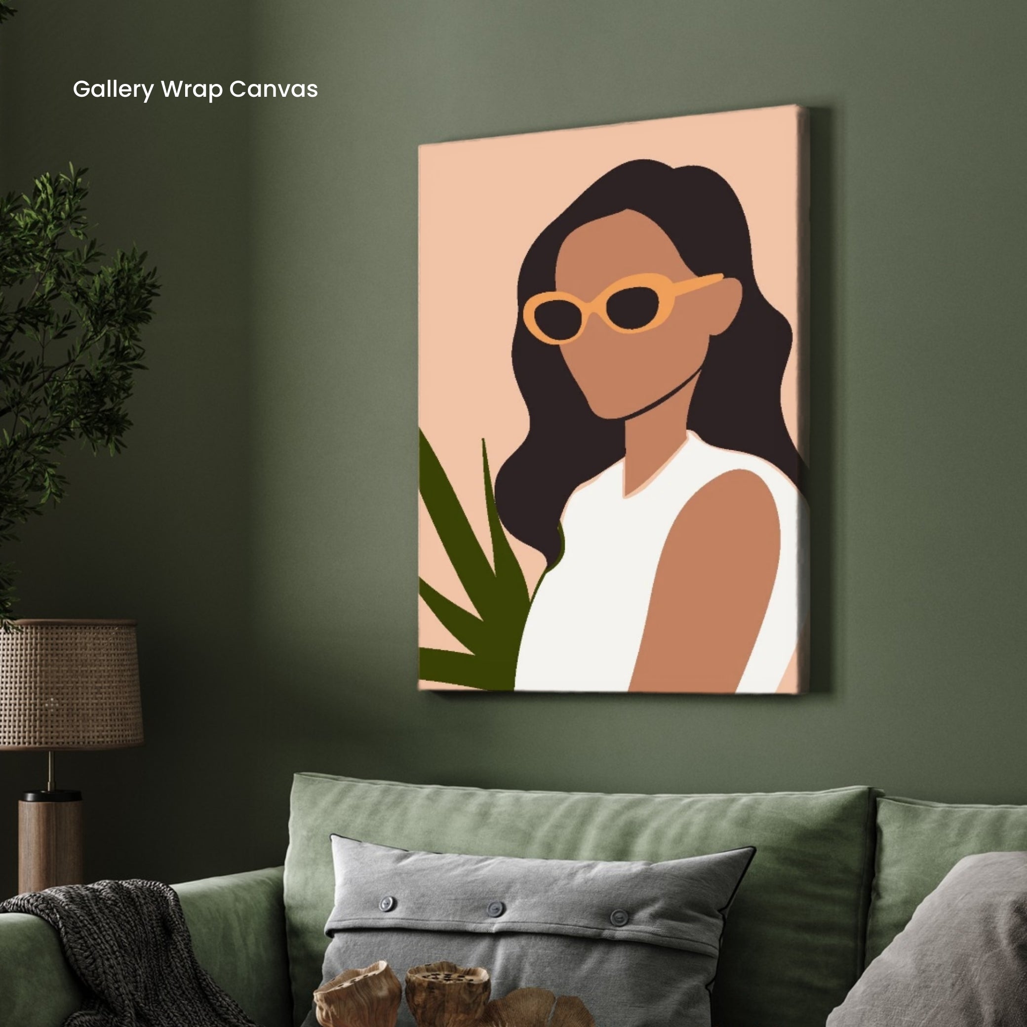 Chic Minimalist – Modern Woman with Sunglasses Wall Art Print 2 : 3 Vertical Premium Wall Art Canvas by MeriDeewar