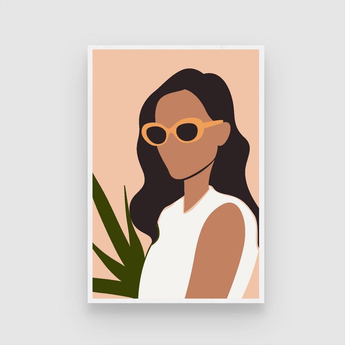 Chic Minimalist – Modern Woman with Sunglasses Wall Art Print 2 : 3 Vertical Premium Wall Art Canvas by MeriDeewar