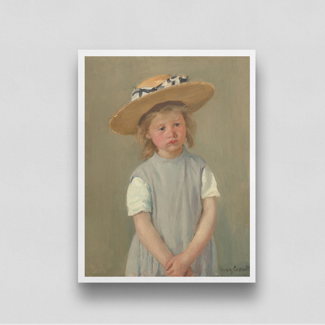 Child in a Straw Hat Painting by Mary Cassatt 3 : 4 Vertical New Premium Wall Art Canvas by MeriDeewar
