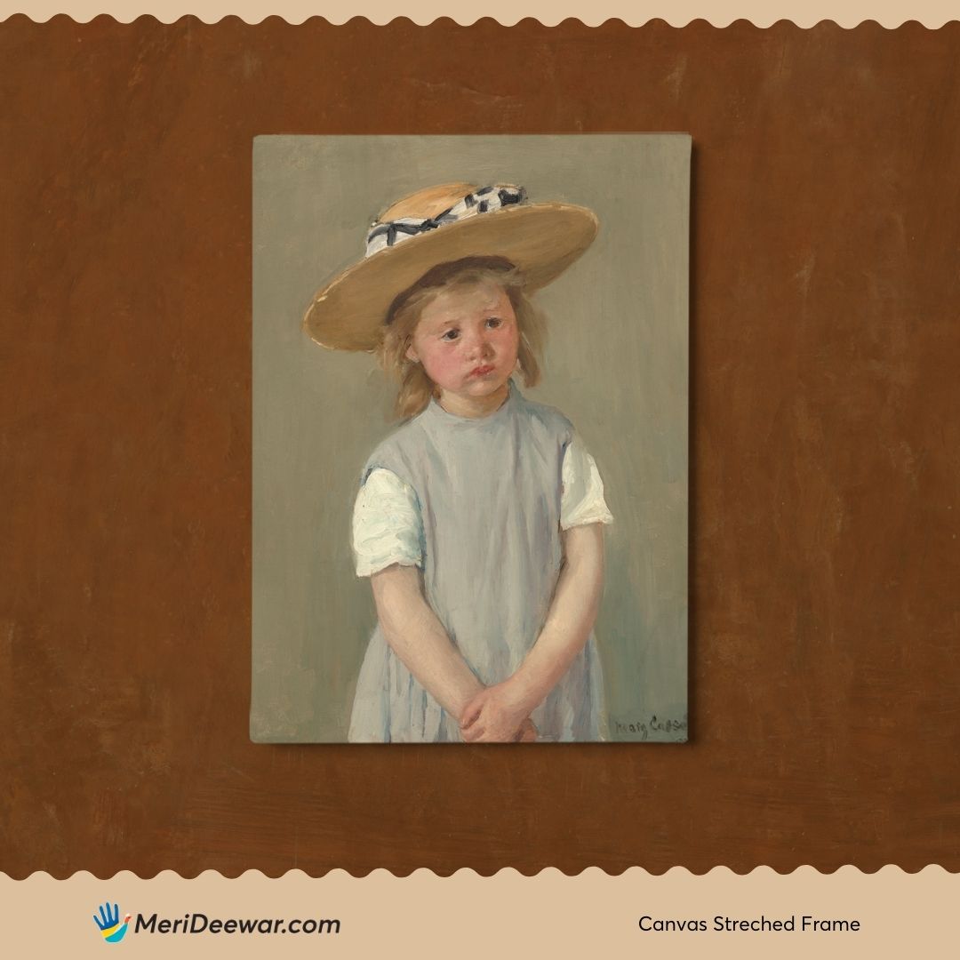 Child in a Straw Hat Painting by Mary Cassatt 3 : 4 Vertical New Premium Wall Art Canvas by MeriDeewar