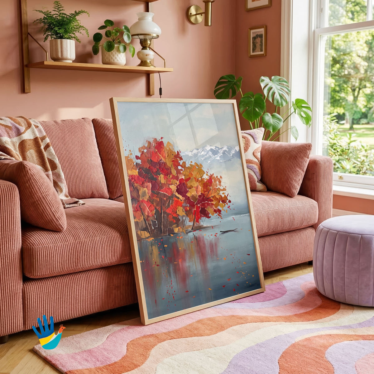 Chinar Autumn | Kashmir Abstract Art 3 : 4 Vertical Premium Wall Art Canvas by MeriDeewar