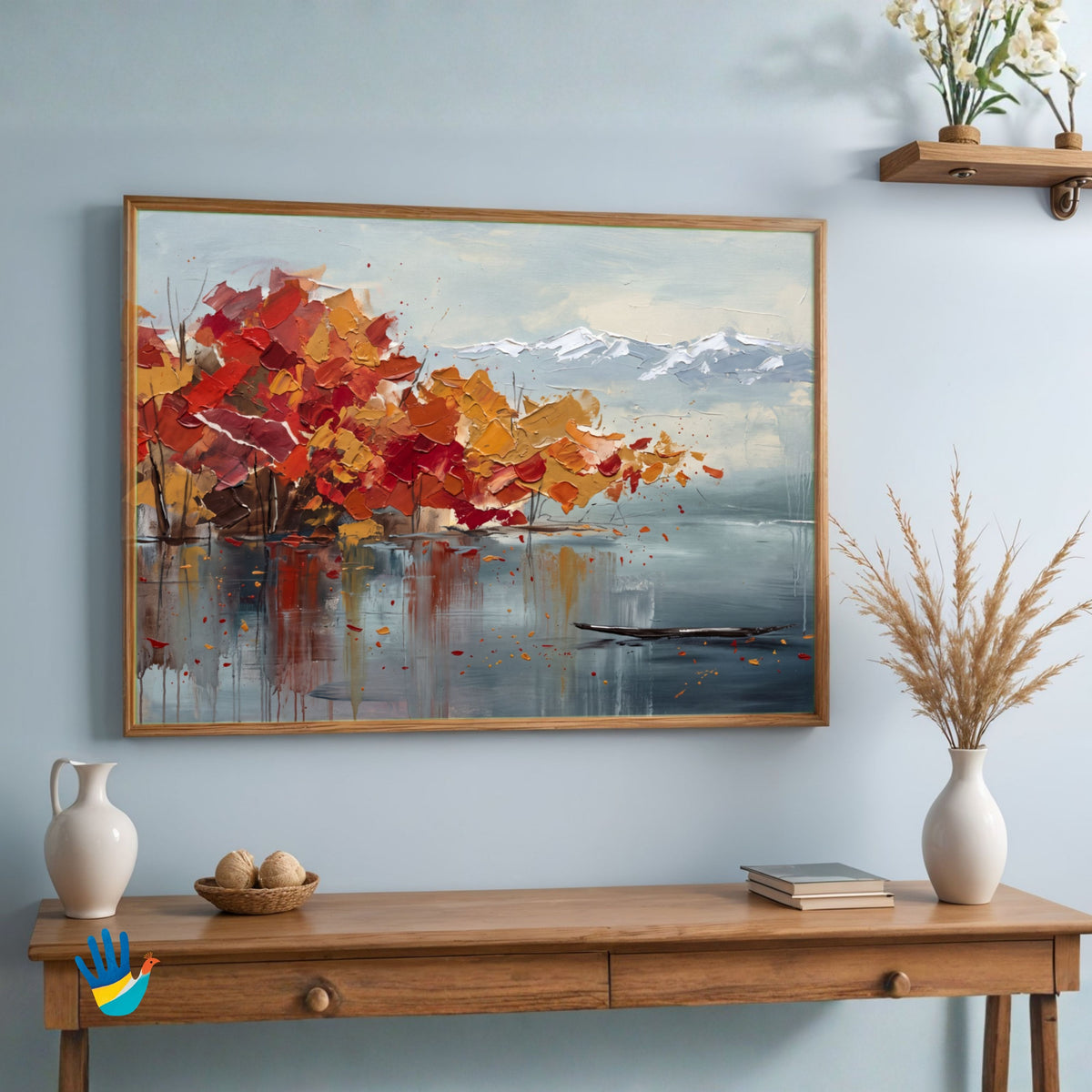 Chinar Autumn | Kashmir Abstract Landscape Art 3 : 2 Horizontal Premium Wall Art Canvas by MeriDeewar