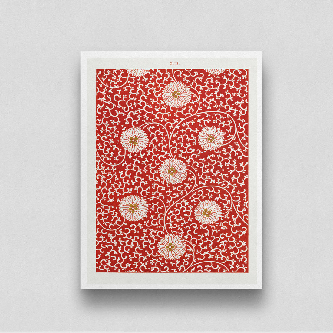 Chinese Ornamental Red floral pattern 3 : 4 Vertical New Premium Wall Art Canvas by MeriDeewar