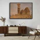 Chittorgarh Desert Temple Oil Painting | Horizontal Framed Print 4 : 3 Horizontal Premium Wall Art Canvas by MeriDeewar