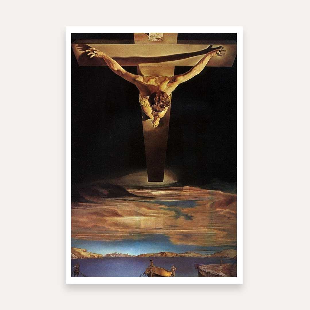 Christ of Saint John of the Cross Painting by Salvador Dali | Spiritual Wall Art for Home 2 : 3 Vertical Premium Wall Art Canvas by MeriDeewar