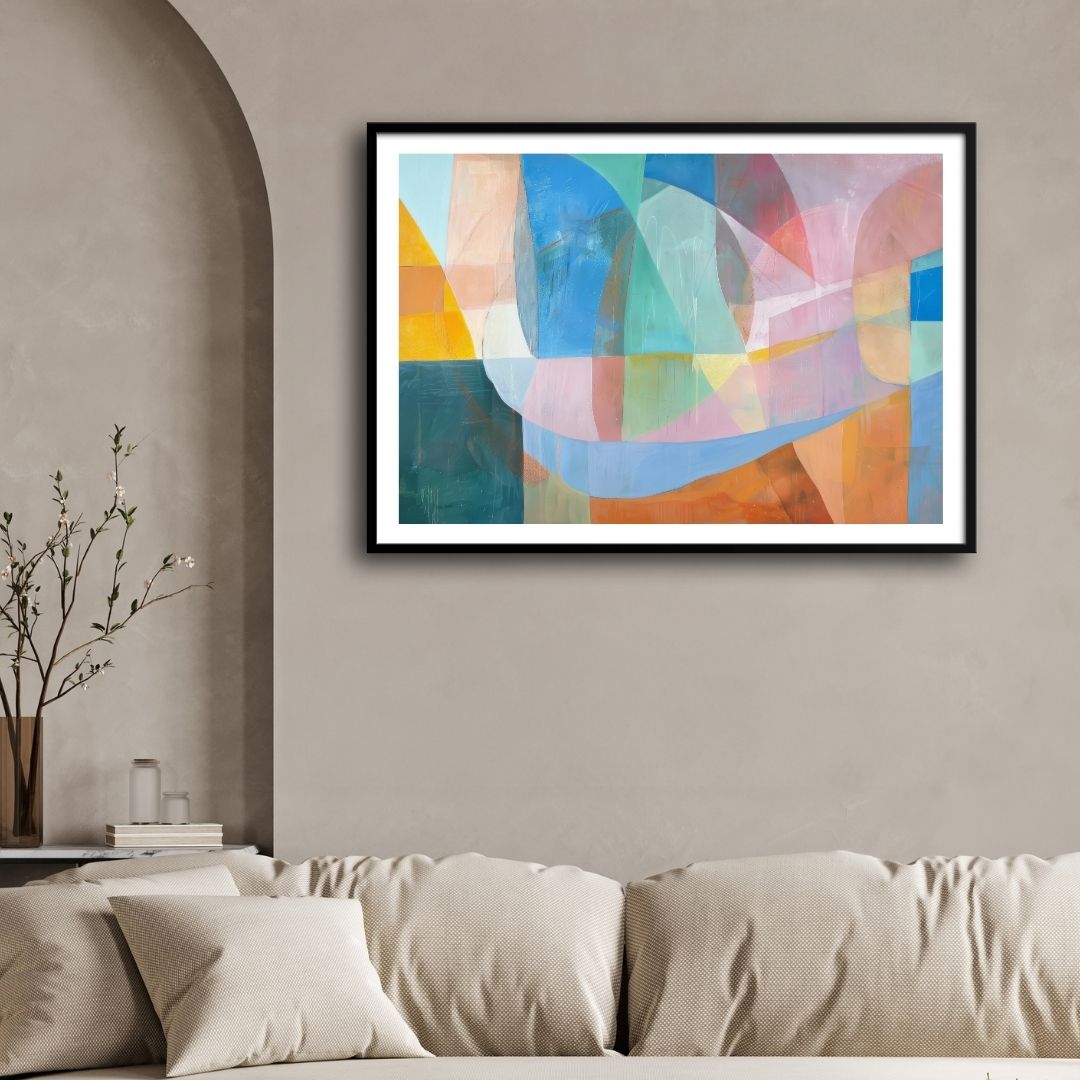 Chromatic Flow – Modern Colorful Abstract Wall Art Print 2 : 3 Horizontal Premium Wall Art Canvas by MeriDeewar