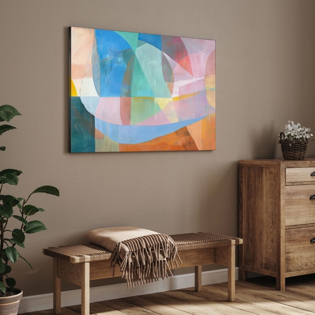 Chromatic Flow – Modern Colorful Abstract Wall Art Print 2 : 3 Horizontal Premium Wall Art Canvas by MeriDeewar