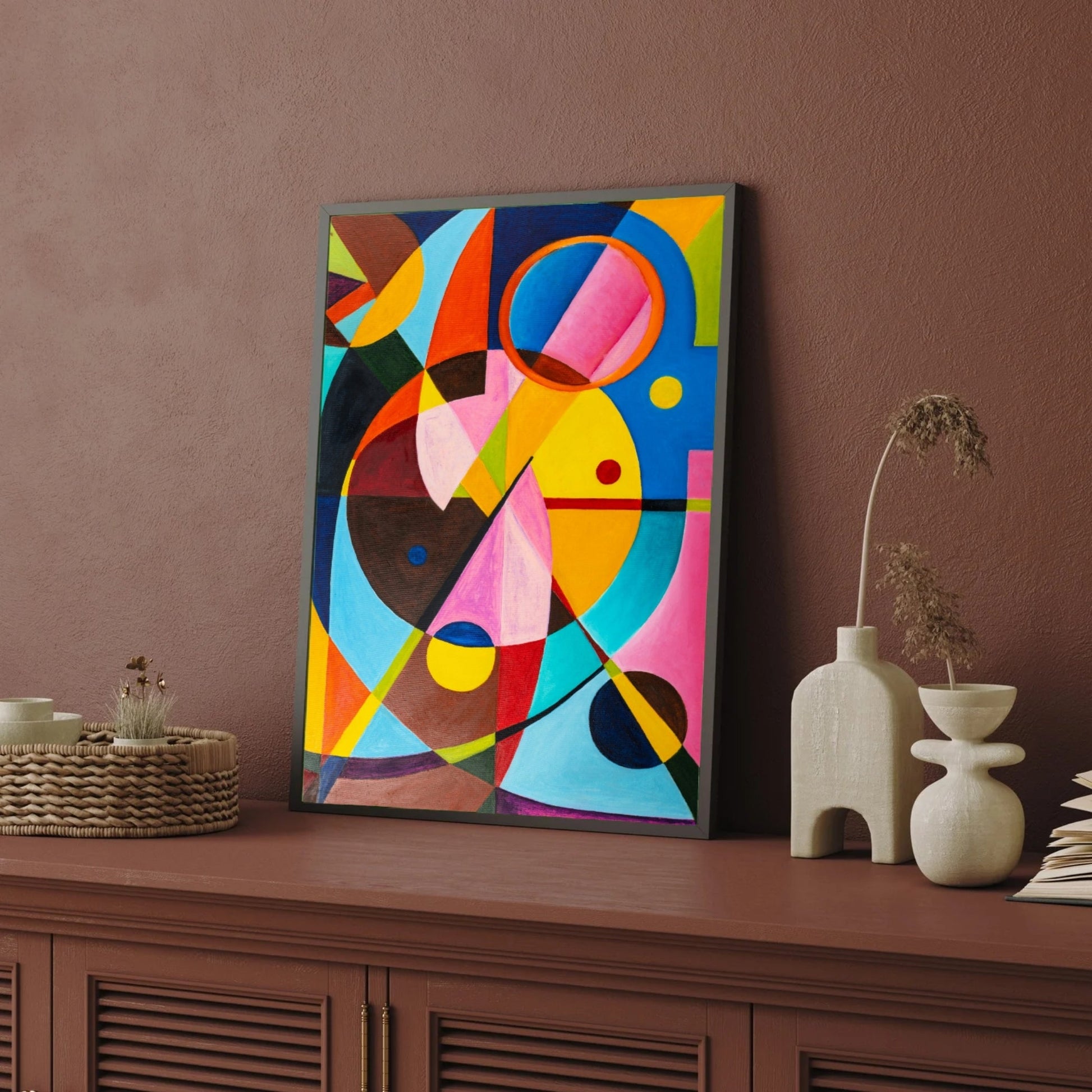 Chromatic Geometry – Bold Modern Abstract Wall Art 2 : 3 Vertical Premium Wall Art Canvas by MeriDeewar