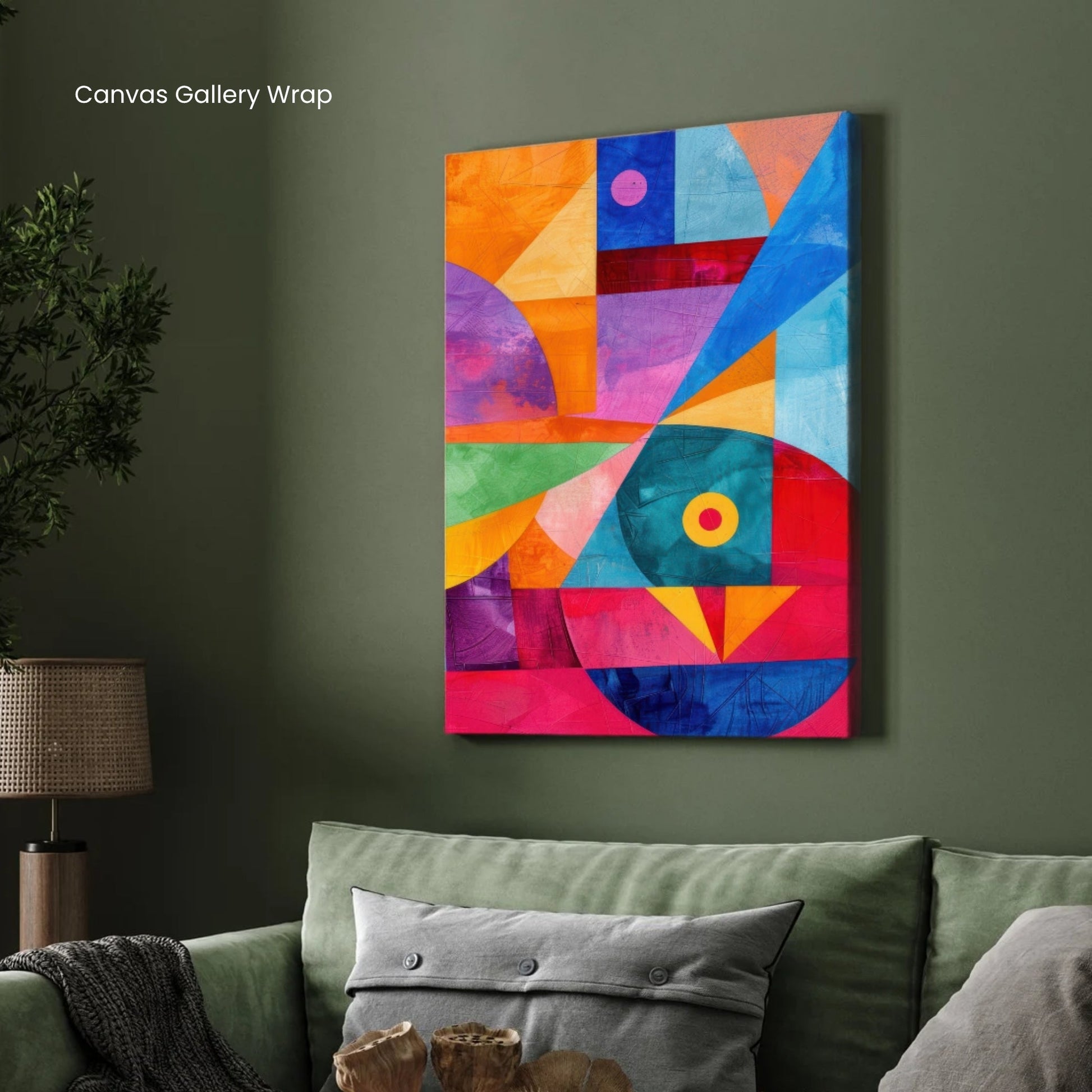 Chromatic Motion – Vibrant Geometric Abstract Canvas Wall Art 2 : 3 Vertical Premium Wall Art Canvas by MeriDeewar