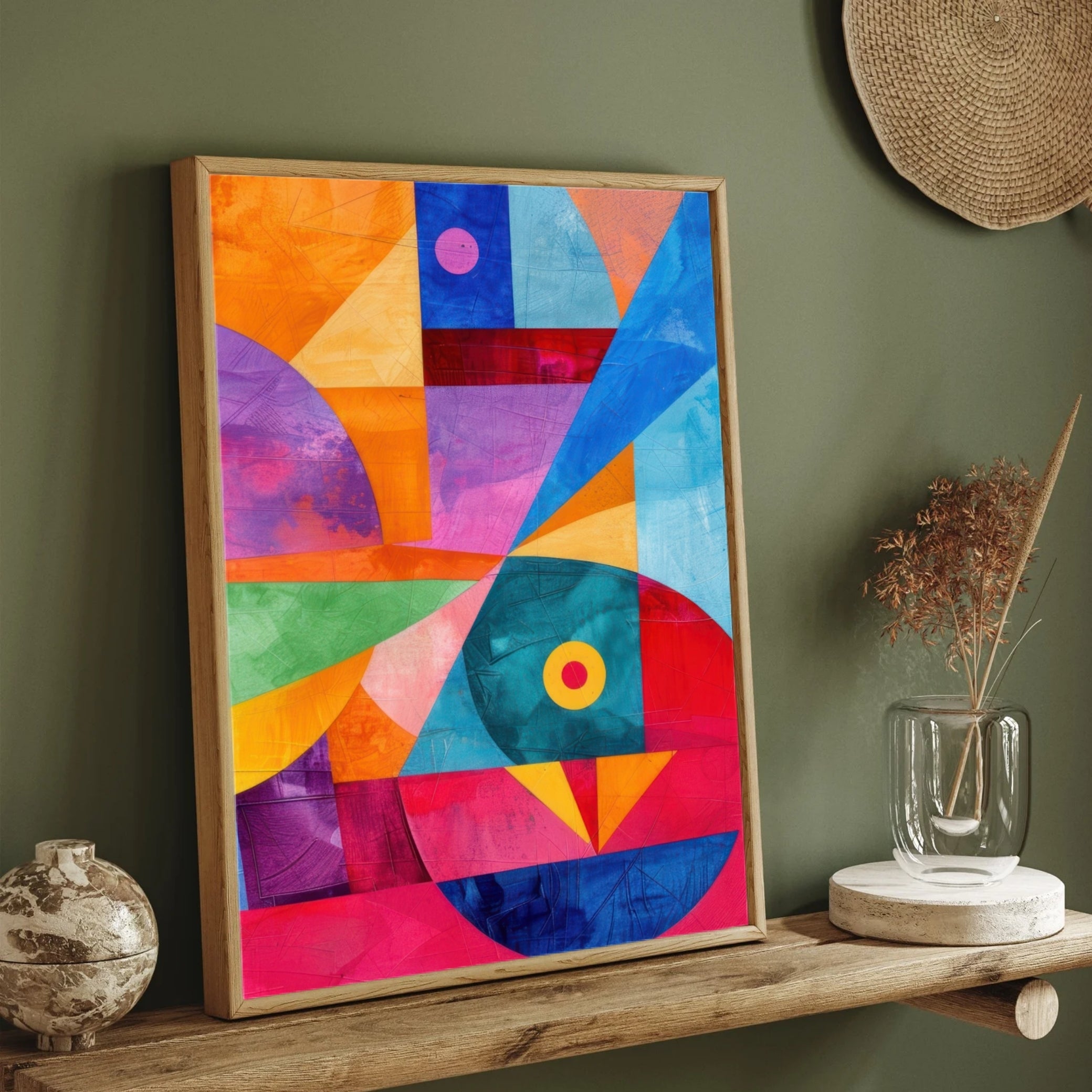 Chromatic Motion – Vibrant Geometric Abstract Canvas Wall Art 2 : 3 Vertical Premium Wall Art Canvas by MeriDeewar