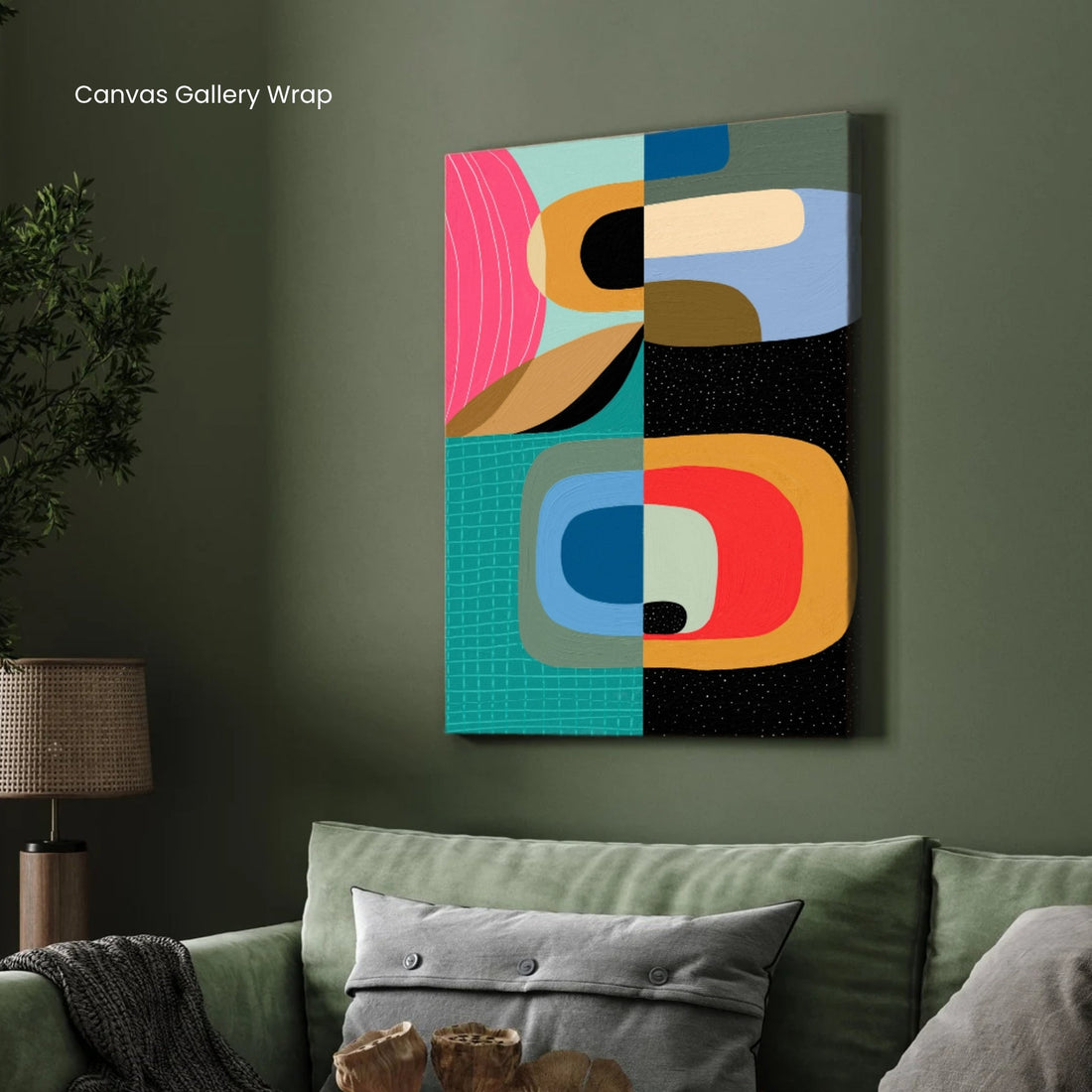 Chromatic Rhythm – Modern Geometric Abstract 2 : 3 Vertical Premium Wall Art Canvas by MeriDeewar