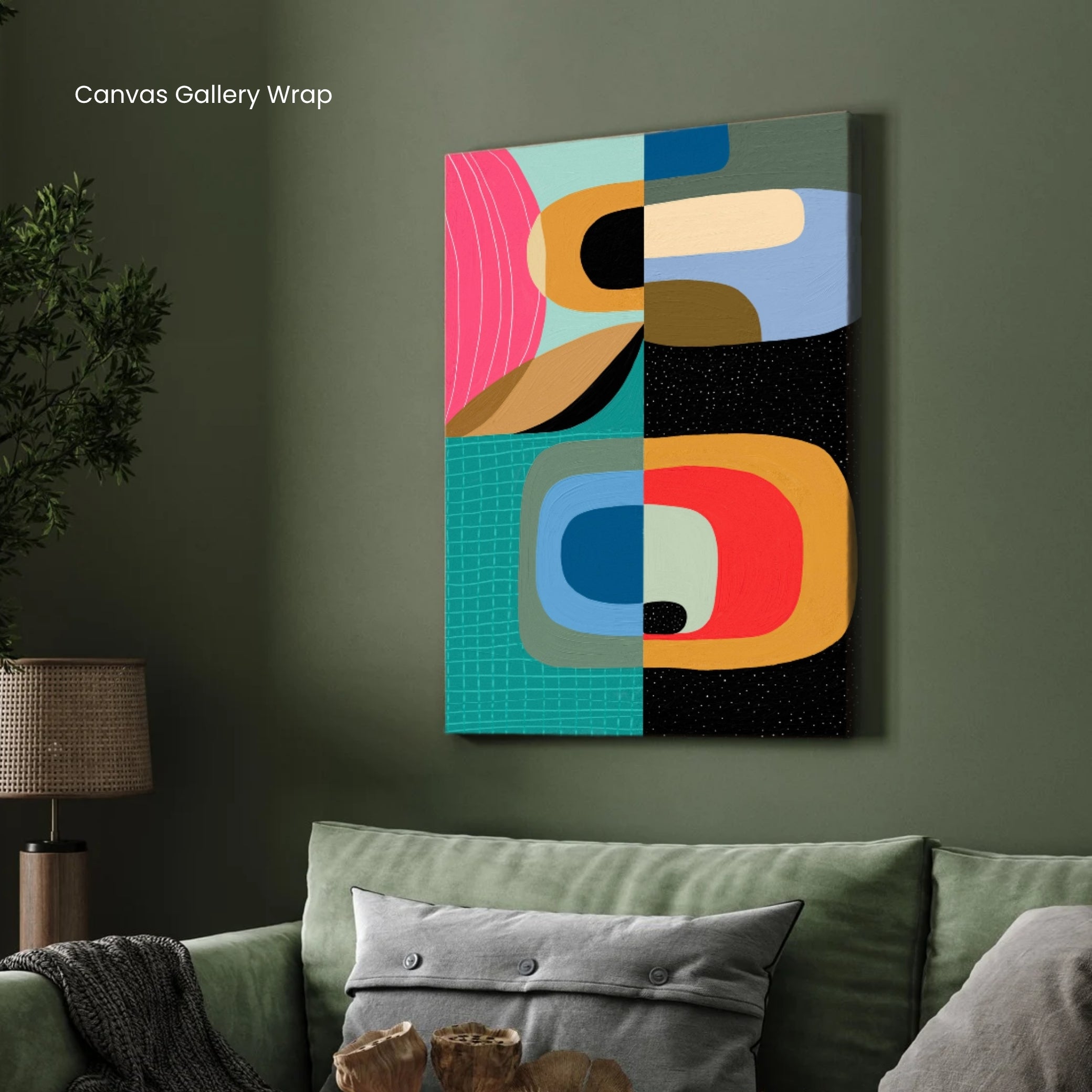 Chromatic Rhythm – Modern Geometric Abstract 2 : 3 Vertical Premium Wall Art Canvas by MeriDeewar