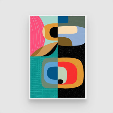 Chromatic Rhythm – Modern Geometric Abstract 2 : 3 Vertical Premium Wall Art Canvas by MeriDeewar