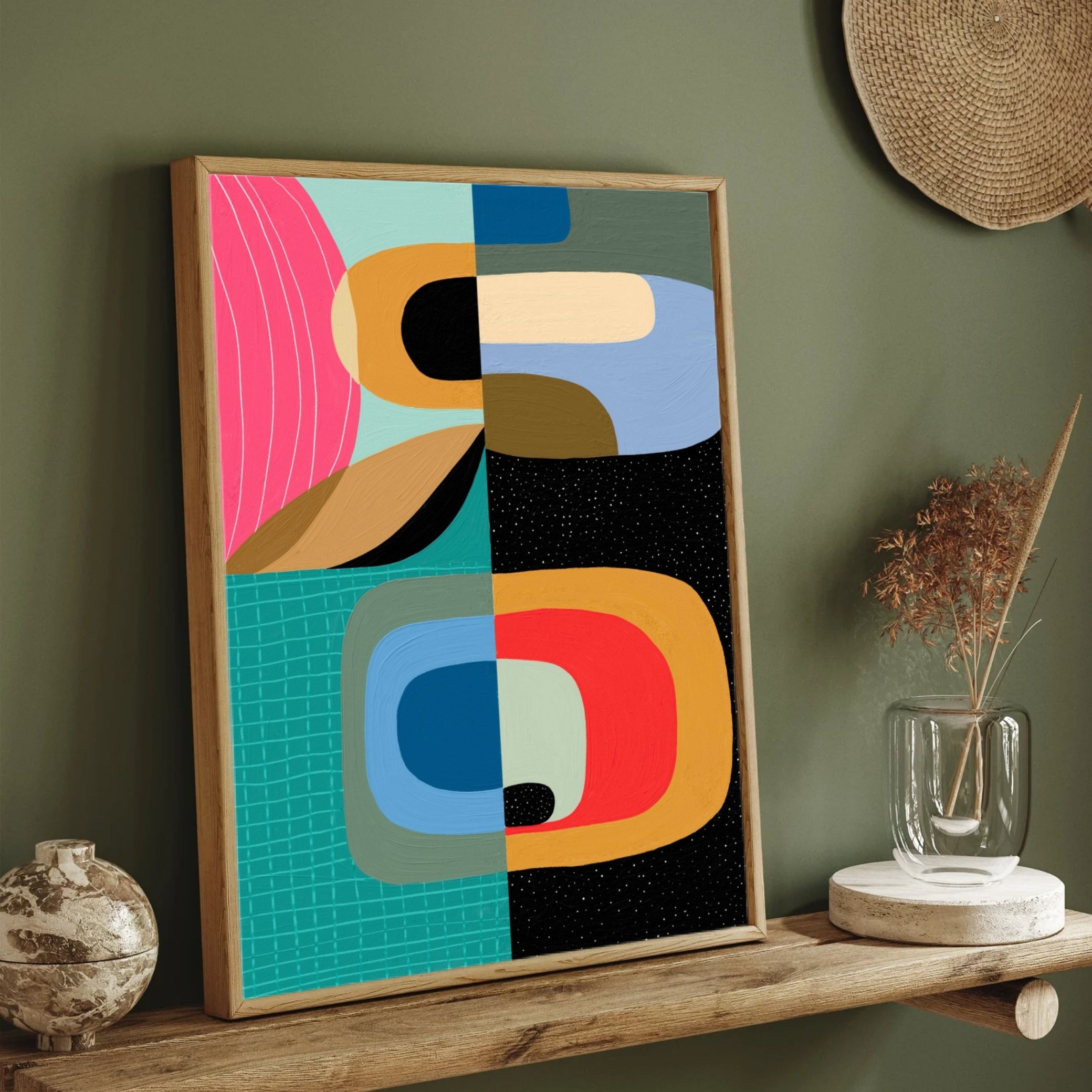 Chromatic Rhythm – Modern Geometric Abstract 2 : 3 Vertical Premium Wall Art Canvas by MeriDeewar