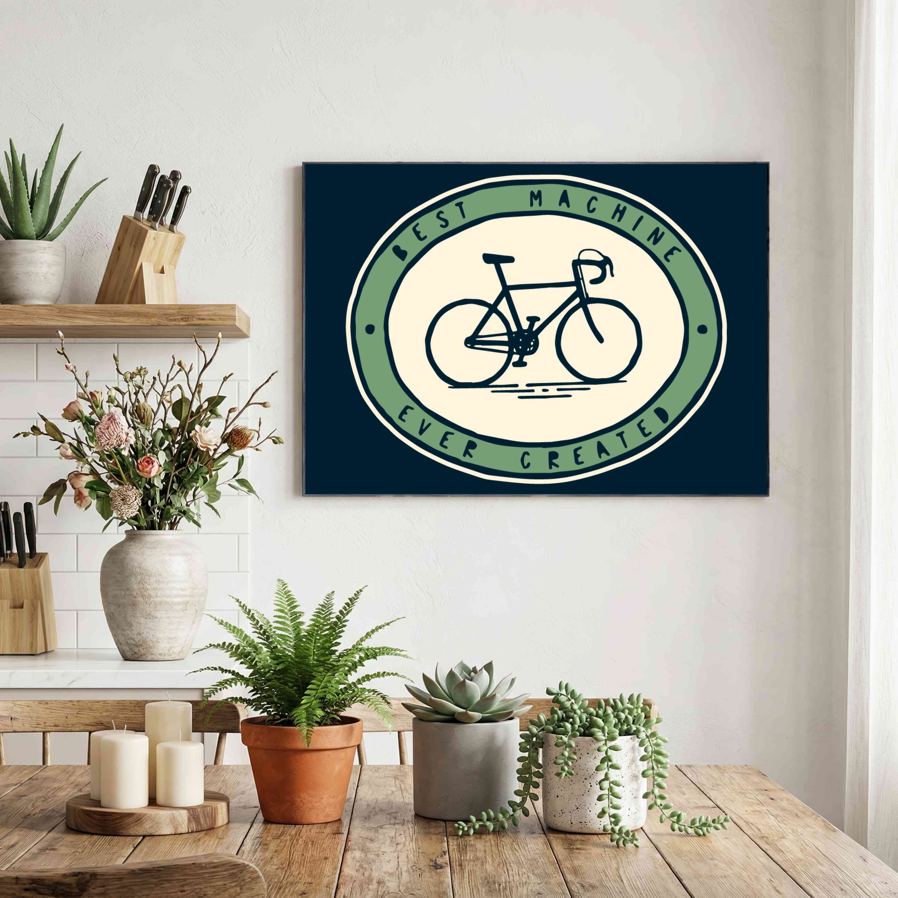 Classic Bicycle Badge Poster | Horizontal Borderless Art Frame Poster Premium Wall Art Canvas by MeriDeewar