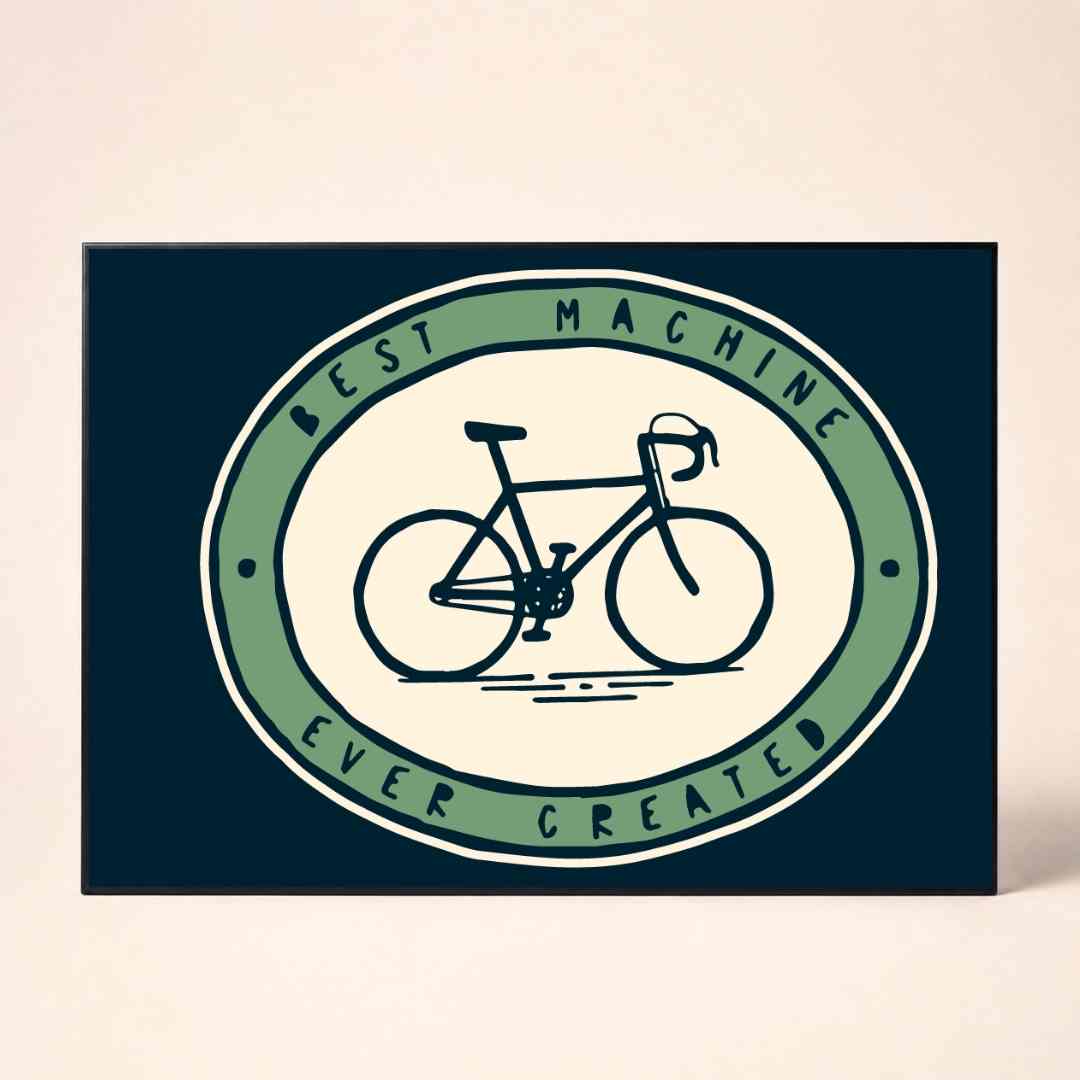 Classic Bicycle Badge Poster | Horizontal Borderless Art Frame Poster Premium Wall Art Canvas by MeriDeewar