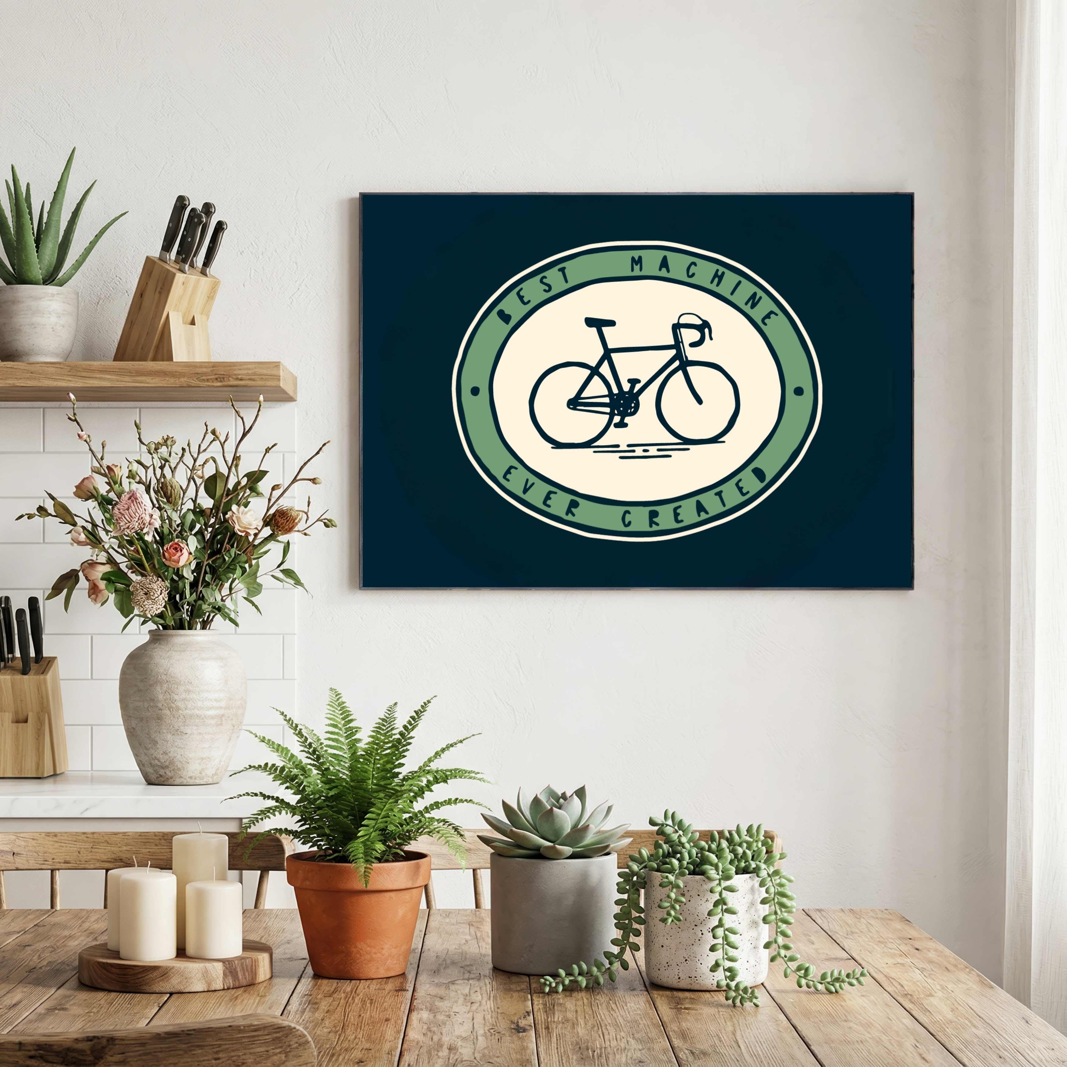 Classic Bicycle Badge Poster | Horizontal Borderless Art Frame Poster Premium Wall Art Canvas by MeriDeewar