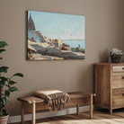 Classic Varanasi Ghats Daytime Impressionist Wall Art | Vintage River Ganges Print 3 : 2 Horizontal Premium Wall Art Canvas by MeriDeewar