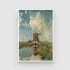 Classic Windmill on Polder Waterway Painting 2 : 3 Vertical Premium Wall Art Canvas by MeriDeewar