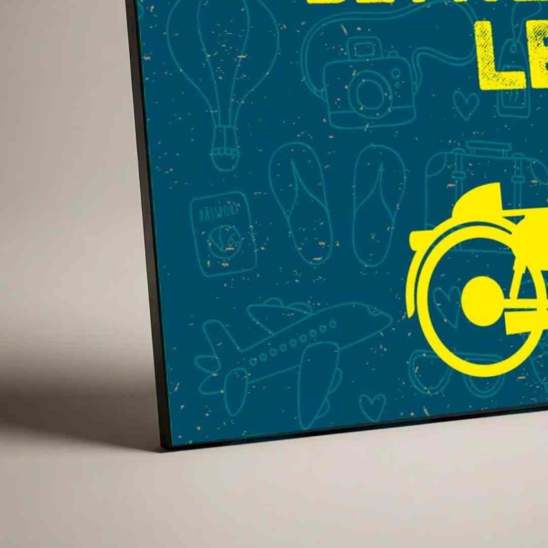 Classic Yellow Cruiser Motorcycle Humor Poster | Horizontal Borderless Art Frame Poster Premium Wall Art Canvas by MeriDeewar