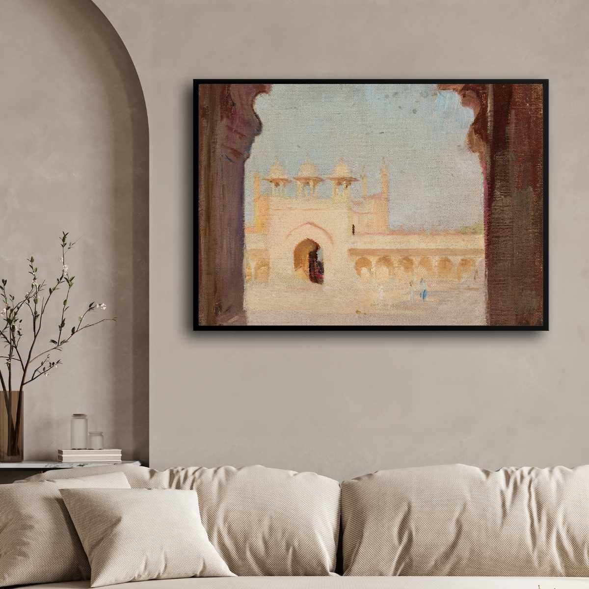 Classical Agra Palace Oil Painting | Horizontal Framed Print 4 : 3 Horizontal Premium Wall Art Canvas by MeriDeewar
