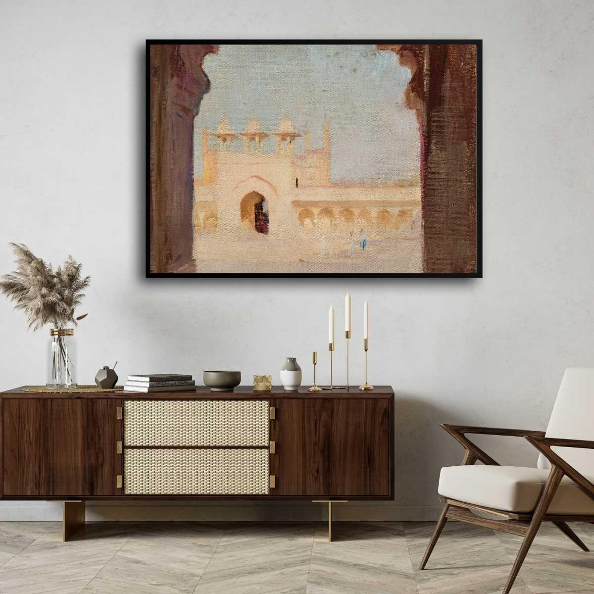 Classical Agra Palace Oil Painting | Horizontal Framed Print 4 : 3 Horizontal Premium Wall Art Canvas by MeriDeewar