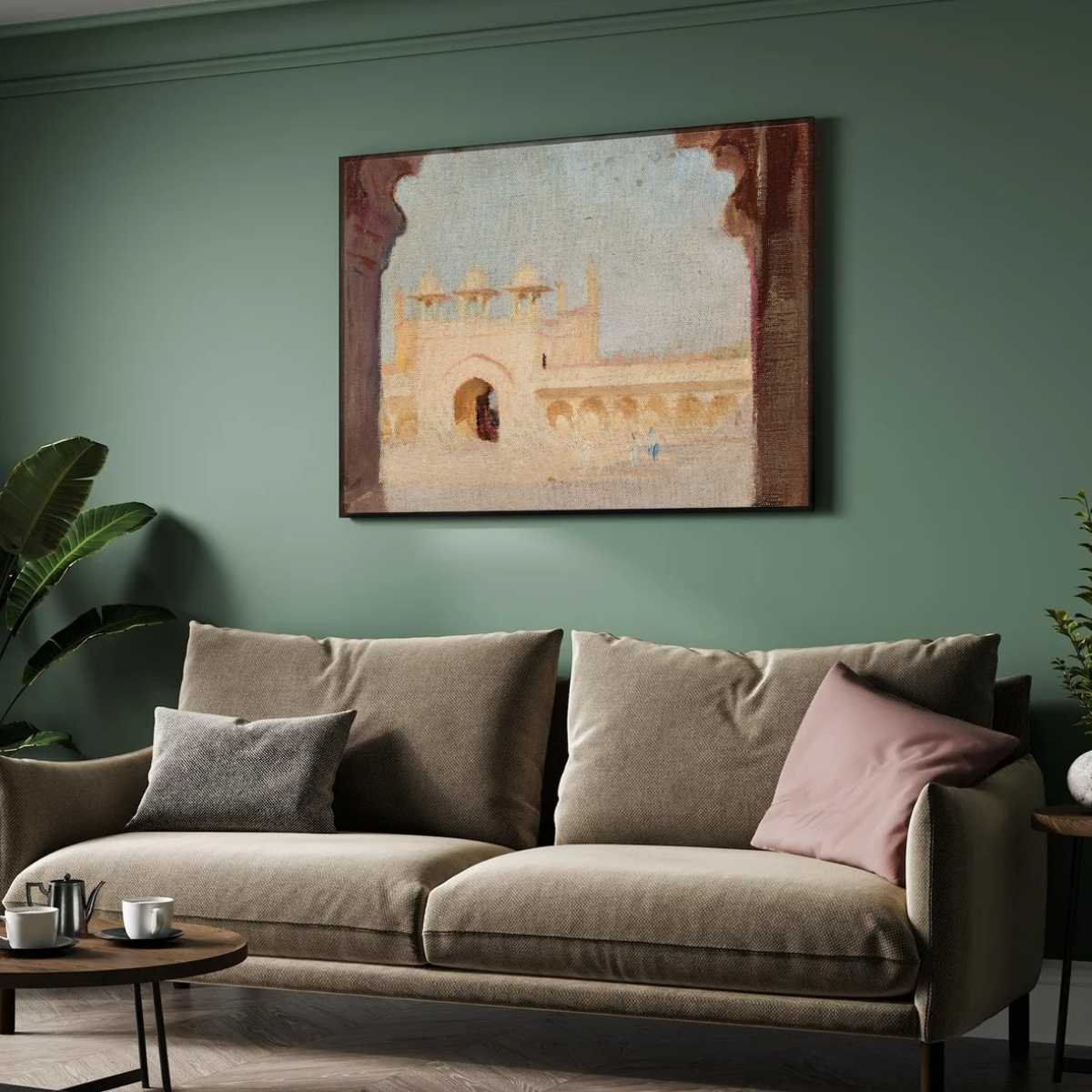 Classical Agra Palace Oil Painting | Horizontal Framed Print 4 : 3 Horizontal Premium Wall Art Canvas by MeriDeewar