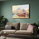 Classical Benares Royal Barge on Ganga Painting | Horizontal Framed Print 2 : 3 Horizontal Premium Wall Art Canvas by MeriDeewar