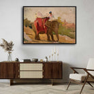 Classical Chittorgarh Elephant Oil Painting | Horizontal Framed Print 4 : 3 Horizontal Premium Wall Art Canvas by MeriDeewar