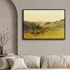 Classical Golden Moorland Landscape Oil Painting | Horizontal Framed Print 4 : 3 Horizontal Premium Wall Art Canvas by MeriDeewar