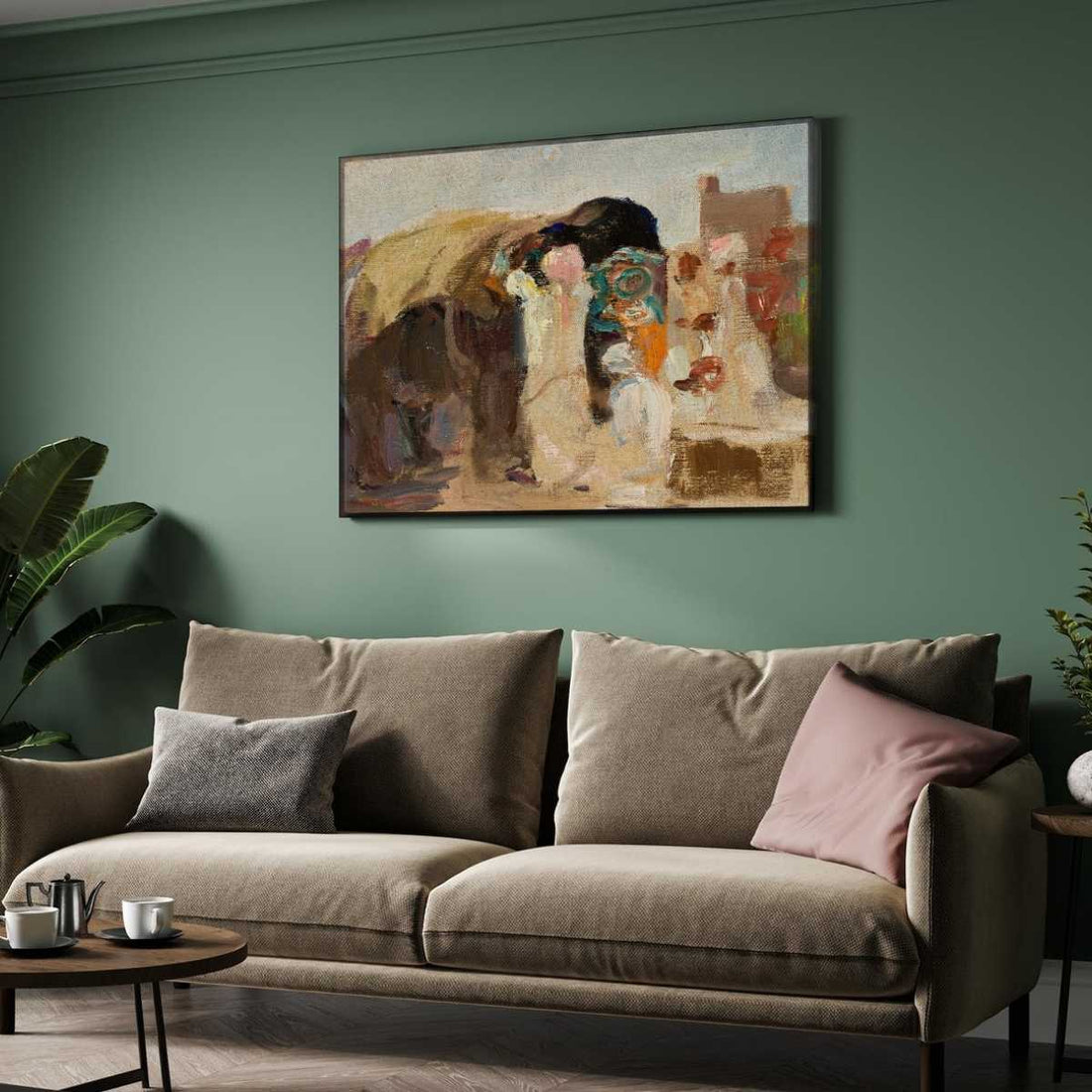 Classical Jaipur Painting the Elephant Oil Painting | Horizontal Framed Print 4 : 3 Horizontal Premium Wall Art Canvas by MeriDeewar