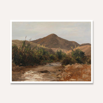 Classical Mountain Stream Landscape Oil Painting | Horizontal Framed Print 4 : 3 Horizontal Premium Wall Art Canvas by MeriDeewar