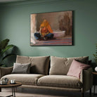 Classical Seated Indian Woman Oil Painting | Horizontal Framed Print 4 : 3 Horizontal Premium Wall Art Canvas by MeriDeewar