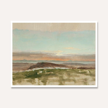 Classical Sunset Horizon Landscape Oil Painting | Horizontal Framed Print 4 : 3 Horizontal Premium Wall Art Canvas by MeriDeewar