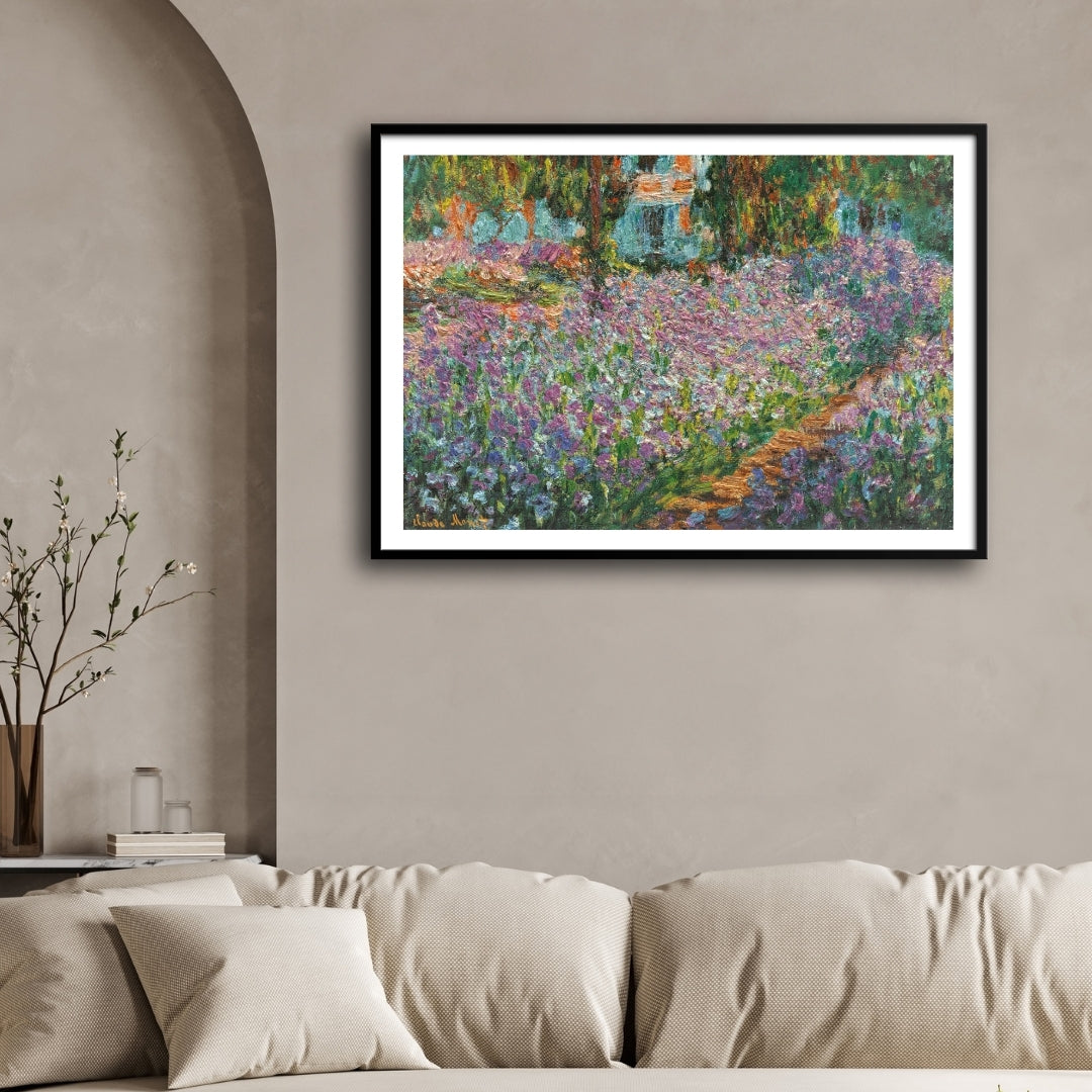 Claude Monet: Irises in Giverny | Impressionist Masterpiece Canvas Wall Art 5 : 4 Horizontal Premium Wall Art Canvas by MeriDeewar