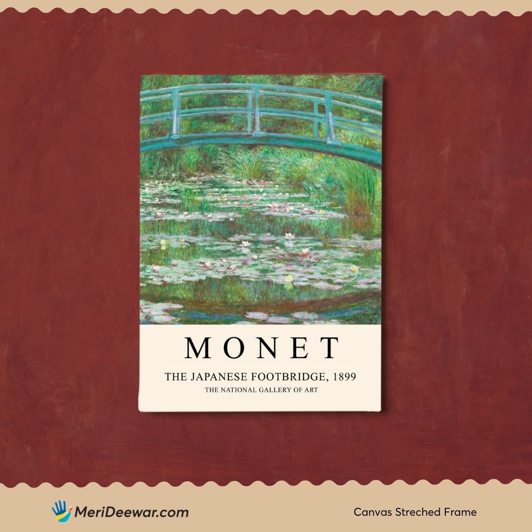 Claude Monet The Japanese Footbridge Painting 3 : 4 Vertical New Premium Wall Art Canvas by MeriDeewar