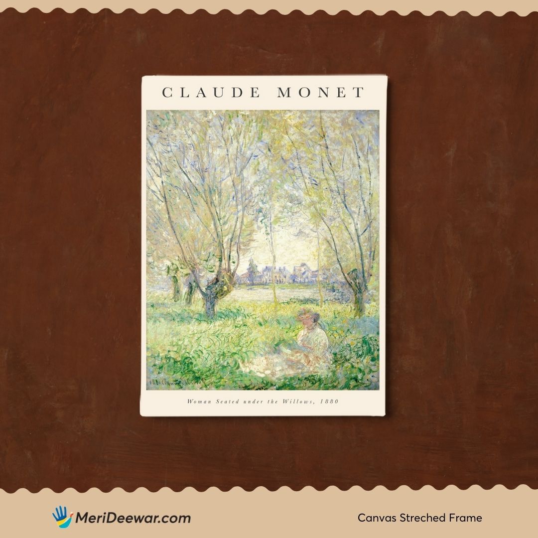 Claude Monet Woman Seated Under the Willows Painting 3 : 4 Vertical New Premium Wall Art Canvas by MeriDeewar