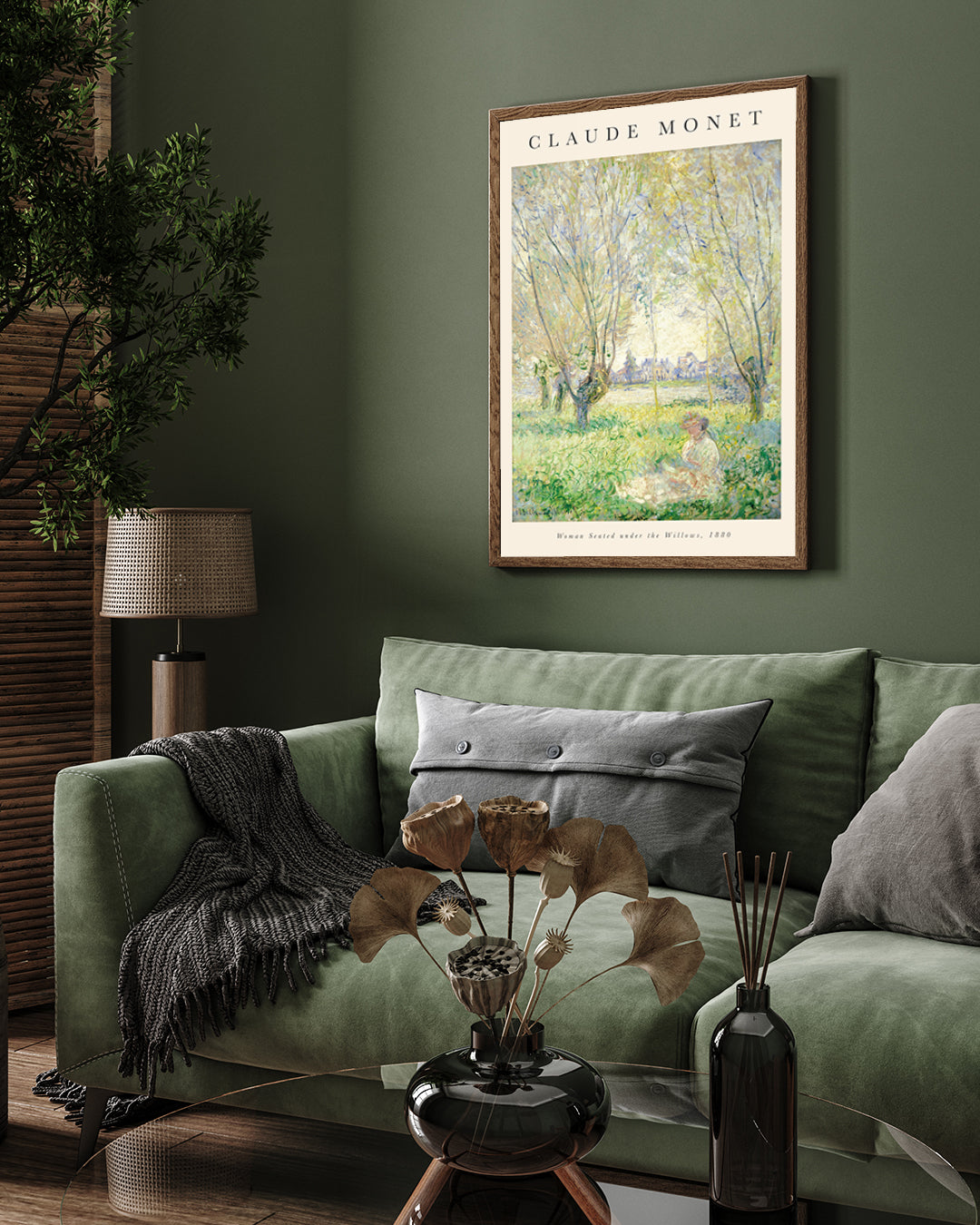 Claude Monet Woman Seated Under the Willows Painting 3 : 4 Vertical New Premium Wall Art Canvas by MeriDeewar
