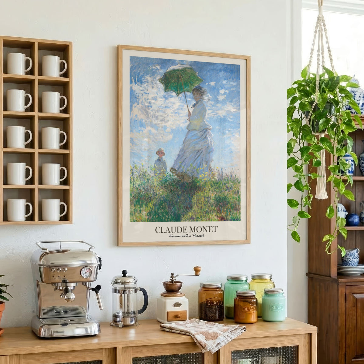 Claude Monet Woman with a Parasol Painting for Living Room | Nature Wall Art Print 3 : 4 Vertical New Premium Wall Art Canvas by MeriDeewar