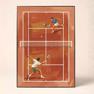 "Clay Court Tennis Match" Overhead Sports Art Poster | Vertical Borderless Art Frame Poster Premium Wall Art Canvas by MeriDeewar