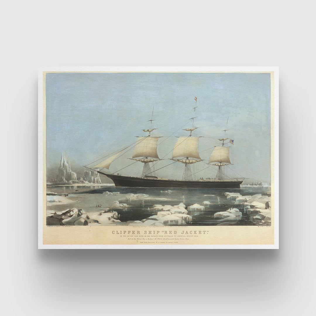 Clipper ship Red Jacket 3 : 4 Horizontal New Premium Wall Art Canvas by MeriDeewar