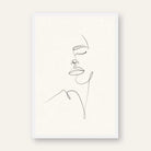 Close Up Continuous Line Face Poster | Vertical Contemporary Boho White Framed Wall Art 2 : 3 Vertical Premium Wall Art Canvas by MeriDeewar