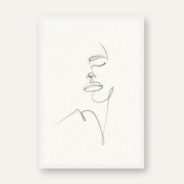 Close Up Continuous Line Face Poster | Vertical Contemporary Boho White Framed Wall Art 2 : 3 Vertical Premium Wall Art Canvas by MeriDeewar