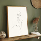 Close Up Continuous Line Face Poster | Vertical Contemporary Boho White Framed Wall Art 2 : 3 Vertical Premium Wall Art Canvas by MeriDeewar