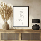 Close Up Continuous Line Face Poster | Vertical Contemporary Boho White Framed Wall Art 2 : 3 Vertical Premium Wall Art Canvas by MeriDeewar
