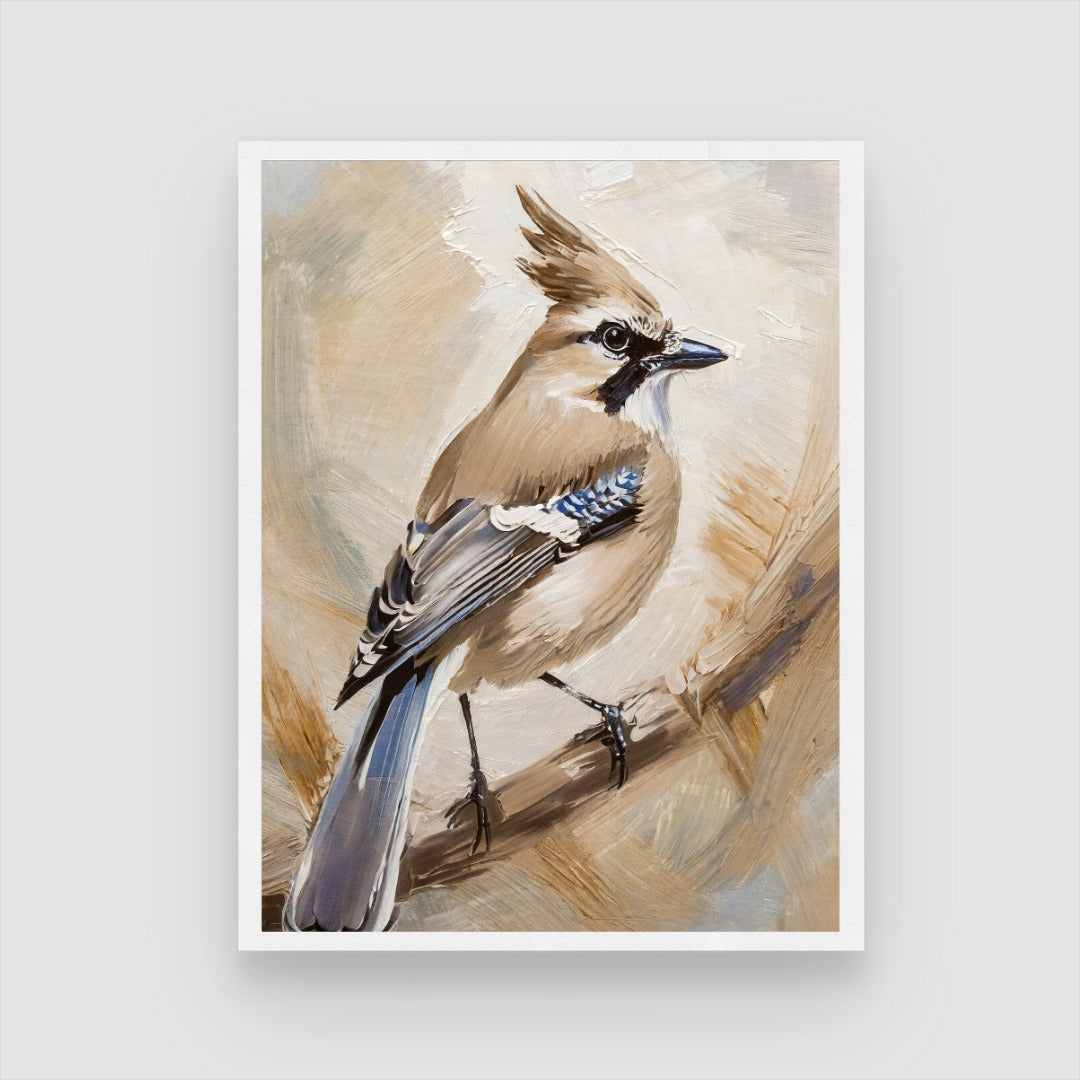 Close-up of a grey jay - Abstract Painting for Homes 3 : 4 Vertical New Premium Wall Art Canvas by MeriDeewar