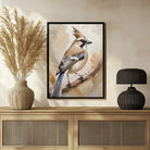 Close-up of a grey jay - Abstract Painting for Homes 3 : 4 Vertical New Premium Wall Art Canvas by MeriDeewar
